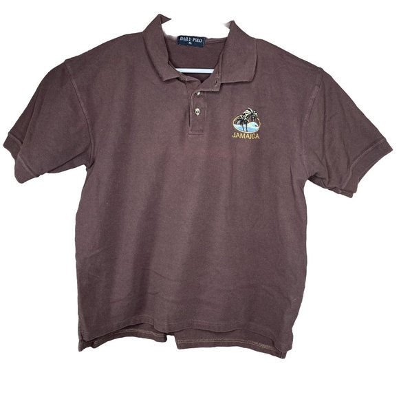 Island Polo Other - Jamaica Souvenir Polo Shirt Mens XL Brown Short Sleeve Cotton Daily Polo Tag